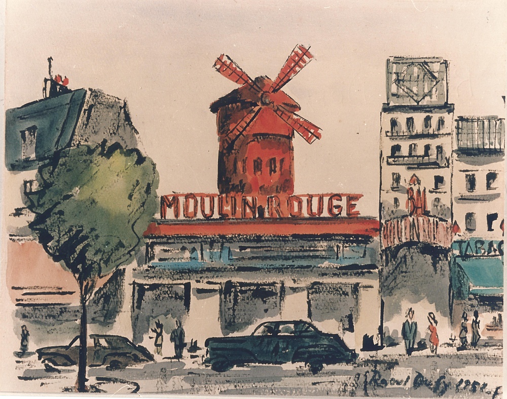  RAOUL DUFY, 'Moulin Rouge', acquarello, penna e matita su carta, 